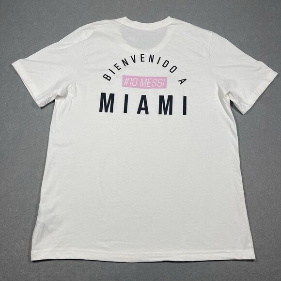 Adidas Messi T Shirt Mens Large White Inter Miami Bienvenido Tee Soccer ATACAGIL - Picture 8 of 13